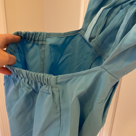 Bow Tie Open Back Blue Summer Romper - Picture 10 of 10